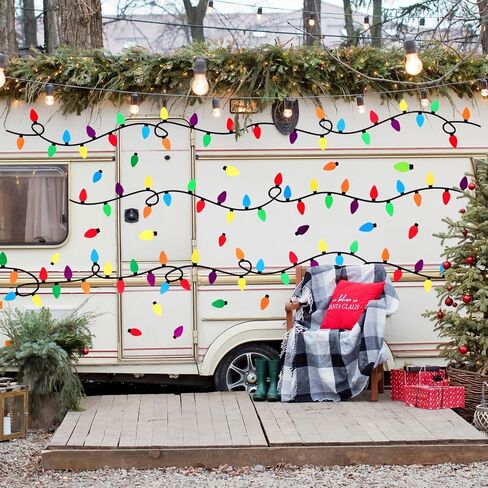 Cholemy 4 Sheets Christmas Wall Decals Clings Christmas Light Bulb Stickers Colorful Lightbulb Window Decals Party Supplies PVC Window Clings Door Fridge Holiday Christmas Wall Decoration 15 x 26 Inch in Saudi Arabia