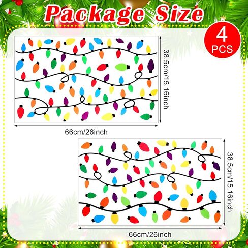 Cholemy 4 Sheets Christmas Wall Decals Clings Christmas Light Bulb Stickers Colorful Lightbulb Window Decals Party Supplies PVC Window Clings Door Fridge Holiday Christmas Wall Decoration 15 x 26 Inch in Saudi Arabia