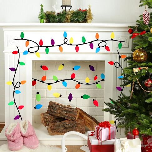Cholemy 4 Sheets Christmas Wall Decals Clings Christmas Light Bulb Stickers Colorful Lightbulb Window Decals Party Supplies PVC Window Clings Door Fridge Holiday Christmas Wall Decoration 15 x 26 Inch in Saudi Arabia
