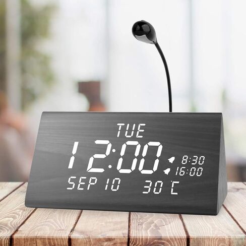 MEKO Wood Digital Alarm Clocks for Bedrooms, Larger LED Display, 3 Levels Brightness, Dual Alarms, 3 Levels Volume Snooze Function and Nightlight Wooden Electric Besides Clock in Kuwait