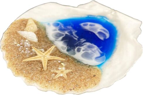Valentines Day Gifts for Her, Hand Drawn Ocean Resin Shell Ring Dish Trinket Dish, Ocean Art Gift, Housewarming Present, Jewelry Dish, Beachy Decor, Beach Theme Art, Hawaiian Decor in Kuwait