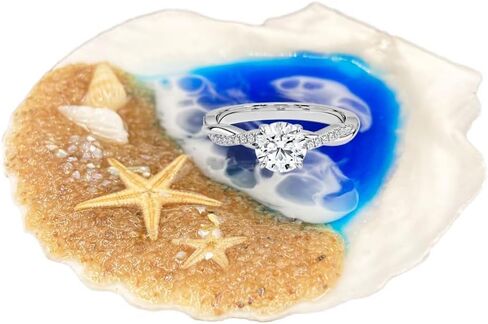 Valentines Day Gifts for Her, Hand Drawn Ocean Resin Shell Ring Dish Trinket Dish, Ocean Art Gift, Housewarming Present, Jewelry Dish, Beachy Decor, Beach Theme Art, Hawaiian Decor in Kuwait