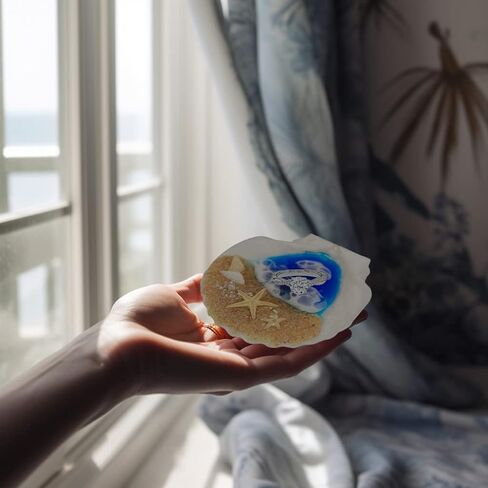 Valentines Day Gifts for Her, Hand Drawn Ocean Resin Shell Ring Dish Trinket Dish, Ocean Art Gift, Housewarming Present, Jewelry Dish, Beachy Decor, Beach Theme Art, Hawaiian Decor in Kuwait