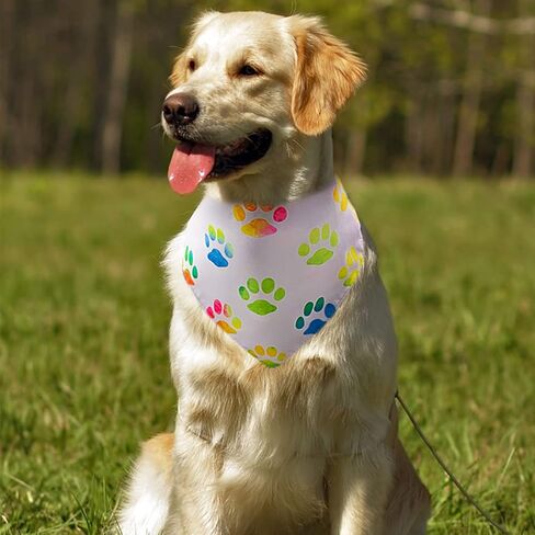 PET SHOW 4 Pack Paw Print Dog Bandanas Set Girl Boy Reversible Adjustable Yorkie Scarves Cat Daily Birthday Party Triangle Bibs Grooming Accessories for Small Medium Dogs Puppies Pets in Saudi Arabia