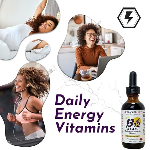 Bricker Labs B12 Blast Methylcobalamin فيتامين ب12 السائل، فيتامينات الطاقة، مكمل الطاقة (1000 ميكروجرام) in Kuwait
