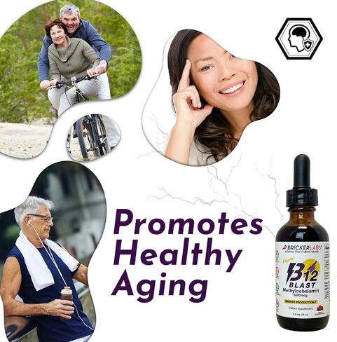 Bricker Labs B12 Blast Methylcobalamin فيتامين ب12 السائل، فيتامينات الطاقة، مكمل الطاقة (1000 ميكروجرام) in Kuwait