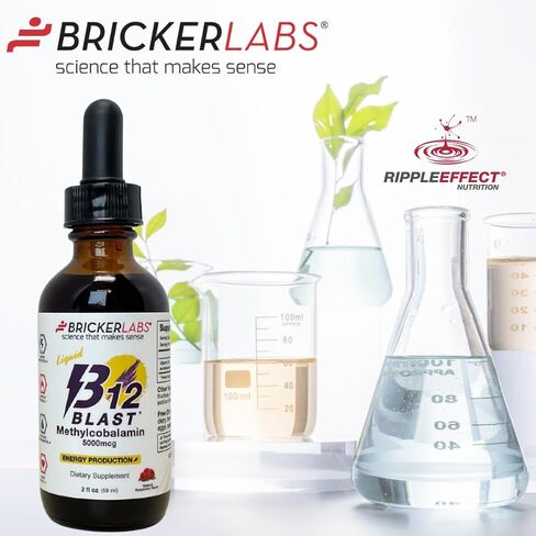 Bricker Labs B12 Blast Methylcobalamin فيتامين ب12 السائل، فيتامينات الطاقة، مكمل الطاقة (1000 ميكروجرام) in Kuwait