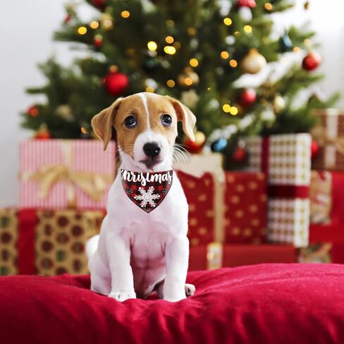 wegitcs 4 عبوات من عصابات الكلاب لعيد الميلاد، عصابات هدايا عيد الميلاد للحيوانات الأليفة مع طباعة مثلثة كلاسيكية منقوشة، وشاح سانتا كلوز للحيوانات الأليفة، منديل، مجموعة زينة للعطلات للكلاب الصغيرة والمتوسطة والكبيرة in Kuwait