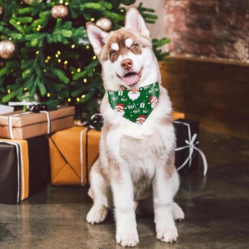 wegitcs 4 عبوات من عصابات الكلاب لعيد الميلاد، عصابات هدايا عيد الميلاد للحيوانات الأليفة مع طباعة مثلثة كلاسيكية منقوشة، وشاح سانتا كلوز للحيوانات الأليفة، منديل، مجموعة زينة للعطلات للكلاب الصغيرة والمتوسطة والكبيرة in Kuwait