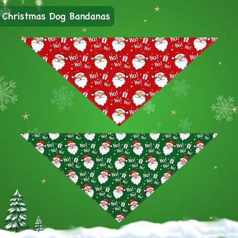 wegitcs 4 عبوات من عصابات الكلاب لعيد الميلاد، عصابات هدايا عيد الميلاد للحيوانات الأليفة مع طباعة مثلثة كلاسيكية منقوشة، وشاح سانتا كلوز للحيوانات الأليفة، منديل، مجموعة زينة للعطلات للكلاب الصغيرة والمتوسطة والكبيرة in Kuwait