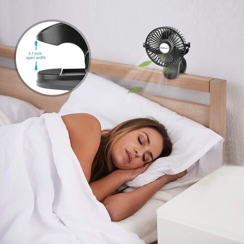 SkyGenius مشبك يعمل بالبطارية على مروحة عربة الأطفال (أسود) in Kuwait