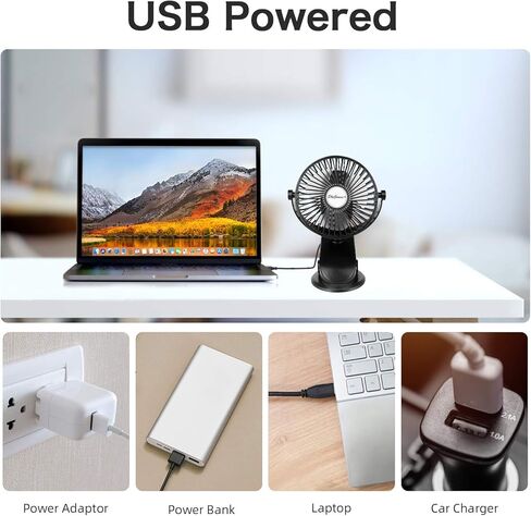 SkyGenius مشبك يعمل بالبطارية على مروحة عربة الأطفال (أسود) in Kuwait