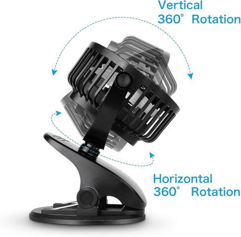 SkyGenius مشبك يعمل بالبطارية على مروحة عربة الأطفال (أسود) in Kuwait