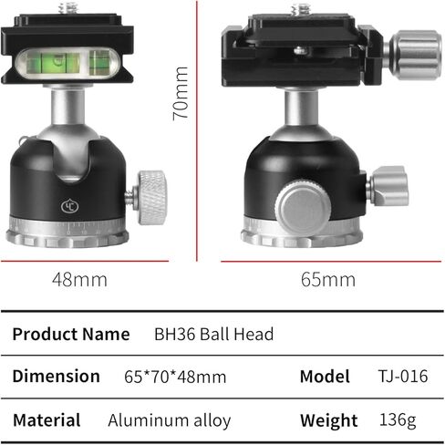 رأس حامل ثلاثي برأس كروي بانورامي دوار من YC بصل 360 درجة مع لوحة فك سريع لولبي 1/4، لمنزلق الكاميرا، وقضيب الكاميرا، وحامل التلسكوب ثلاثي القوائم، وكاميرا الفيديو in Kuwait
