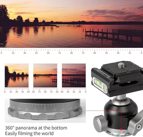 رأس حامل ثلاثي برأس كروي بانورامي دوار من YC بصل 360 درجة مع لوحة فك سريع لولبي 1/4، لمنزلق الكاميرا، وقضيب الكاميرا، وحامل التلسكوب ثلاثي القوائم، وكاميرا الفيديو in Kuwait