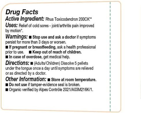 OLLOIS Rhus Toxicodendron 200ck Organic, Lactose-Free, Kosher Homeopathic Medicine, 80 Pellets (Pack of 3) in Saudi Arabia