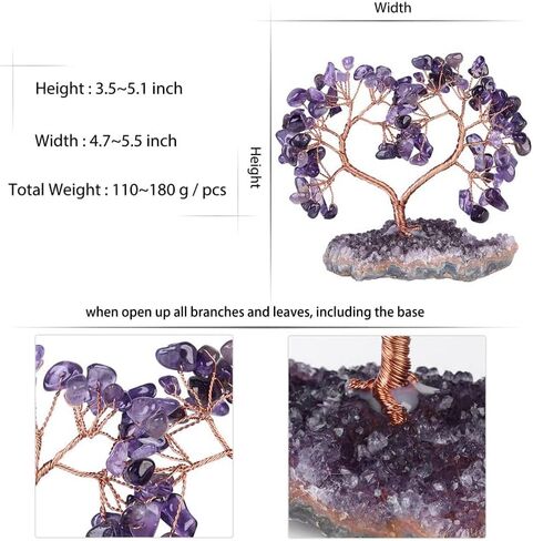 Sumgiftforall Handmade Crystal Heart Tree of Life on Amethyst Cluster Base Money Stone Tree for Wedding Reiki Healing Energy Home Office Indoor Decor, Amethyst in Saudi Arabia