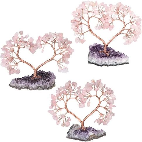 Sumgiftforall Handmade Crystal Heart Tree of Life on Amethyst Cluster Base Money Stone Tree for Wedding Reiki Healing Energy Home Office Indoor Decor, Amethyst in Saudi Arabia
