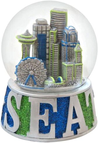 ضروري لك سياتل سنو غلوب مع قاعدة لامعة باللون الأزرق والأخضر in Kuwait
