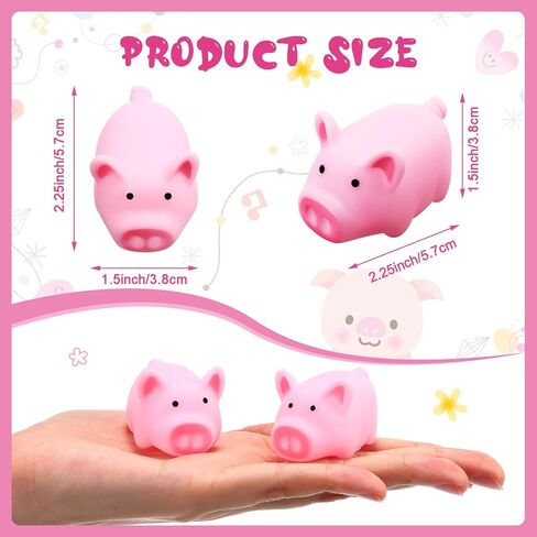 200 Pcs Rubber Pig Bath Toy Bulk Tiny Pig Toys Float and Squeak Pig Toy Pink Piggy Bathtub Toys for Baby Shower Halloween Christmas Birthday Party Supplies, 2.25 x 1.5 x 1.5 Inch in Saudi Arabia