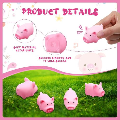 200 Pcs Rubber Pig Bath Toy Bulk Tiny Pig Toys Float and Squeak Pig Toy Pink Piggy Bathtub Toys for Baby Shower Halloween Christmas Birthday Party Supplies, 2.25 x 1.5 x 1.5 Inch in Saudi Arabia