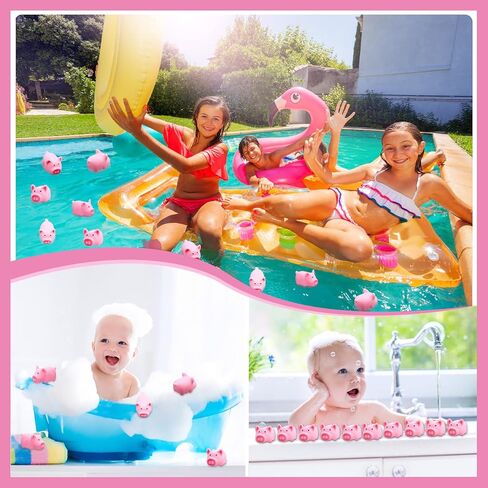 200 Pcs Rubber Pig Bath Toy Bulk Tiny Pig Toys Float and Squeak Pig Toy Pink Piggy Bathtub Toys for Baby Shower Halloween Christmas Birthday Party Supplies, 2.25 x 1.5 x 1.5 Inch in Saudi Arabia