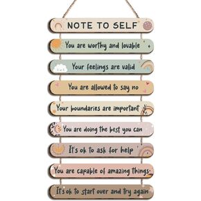 Vagafilla 9 Pieces Note to Self Mental Health Reminders Therapy Office Decor Inspirational Art Psychology Feelings Pediments Positive Quotes Wall Art Decor Counseling Office Décor Hanging Sign-14 in Kuwait