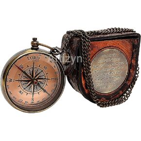 Trust in The Lord with All Your Heart -Proverbs 3: 5-6 Quote Engraved Compass with Leather Case, Camping Compass, Graduation Day Gifts-Religious Gifts 2023-Compass Gift for Men's Women's Boys & Girls in Kuwait