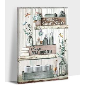 Farmhouse Bathroom Wall Decor - Bathroom Rules Wall Art, Dragonfly Canvas Prints Teal Farmhouse Pictures for Country Bathroom Decor, Funny Bath Laundry Framed Artwork for Rustic Home Decor 12x18 Inch in Kuwait