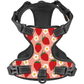 حزام كلب بالفراولة الوردية بدون سحب للكلاب الصغيرة، حزام مشي للكلاب قابل للتعديل، حزام تنفس للكلاب مع عاكس، حزام رسن ناعم للحيوانات الأليفة للكلاب الصغيرة والمتوسطة والكبيرة in Kuwait