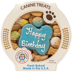 كوكيز زبدة الفول السوداني للكلاب من كلوديا كانين كويزين، 10 أونصة، عيد ميلاد سعيد، أزرق in Kuwait