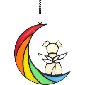 IAIGOGO هدايا تذكارية للكلاب لفقدان الكلب، جسر قوس قزح هدية تعاطف للحيوانات الأليفة، هدايا فجيعة للكلاب، هدايا وفاة الكلب، حلي تذكارية معلقة من الزجاج الملون لمحبي الكلاب in Kuwait