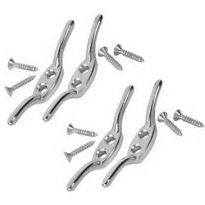 Premium Quality ALAZCO Nickel Plated Steel 2.5" Rope Cleat - for Ropes Blinds Curtains Sun Screens Shades Non-Rusting (4pc Set)