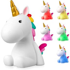 Sweet Ponies (5.4 بوصة × 3.7 بوصة × 6.7 بوصة؛ 9.2 أونصة يونيكورن كاندي بإضاءة LED هدايا لطيفة للفتيات والفتيان والأطفال - طاولة تعمل بالبطارية (1.6 واط) ومكتب وبجانب مصباح لطيف يتغير اللون وملفوف في عبوة هدايا
