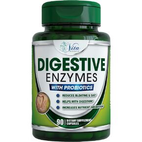 الإنزيمات الهاضمة مع البروبيوتيك والبريبايوتكس - إنزيمات مكملة للهضم، إنزيم الليباز، إنزيم الأميليز لاكتاز بروتياز، إنزيمات فائقة للنساء والرجال تساعد في الدفاع عن الغازات وانتفاخ البطن وعدم الراحة in Kuwait