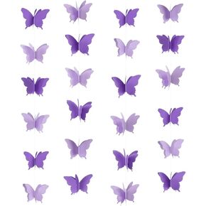 Butterfly Paper Garland 3D Butterfly Hanging Garland Butterfly Banner Decorative Paper Garland for Wedding Baby Shower Home Decor Green 4 Pack, 100 inch Long Each