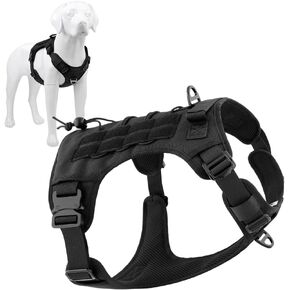 حزام الكلب التكتيكي من بلوتوس، أبازيم معدنية بالكامل، سترة للكلاب بدون سحب مع مقبض، حزام كلب عسكري قابل للتعديل مع ألواح خطافية وحلقة، للكلاب الصغيرة والمتوسطة والكبيرة، كاكي، مقاس XL in Kuwait
