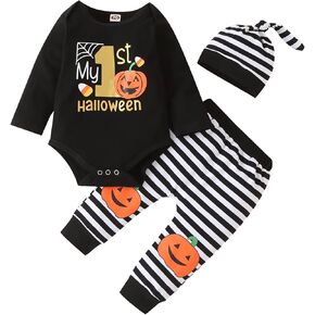 Frogwill Newborn Infant Baby Girl Clothes Rib Frill Romper Sets Fall Long Sleeve 3 Pcs Pant Outfit in Kuwait