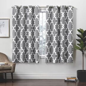 Exclusive Home Curtains EH8136-01 2-63G Ironwork Sateen Woven Blackout Grommet Top Curtain Panel Pair, 52x63, Black Pearl, 2 Piece in Kuwait