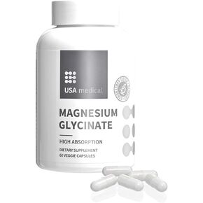 USA Medical – Magnesium Glycinate, High-Absorption Alternative for Optimum Health, Supports Over 300 Bodily Processes, 60 Veggie Capsules in Saudi Arabia