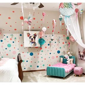 Pastel Polka Dot Wall Decals -Girls Room Decor Stickers Living Room Bedroom, Bathroom, Playroom, Baby Nursery Toddler to Teen DIY Decoration (Confetti Colored) in Kuwait