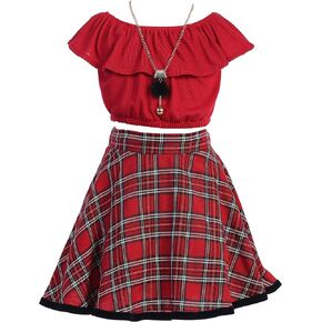 iGirlDress Little Girls Red Black Velvet Plaid Holiday Fall Christmas Girls Dress 3Mos-12 in Kuwait