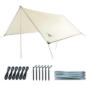 Intermission Camping Tarp and Pole Kit, 10 * 10ft, Waterproof, Lightweight for Camping,Camping tarp with Poles,Waterproof Camping tarp, Backpacking, Outdoor, Picnic, Sunshade,Ultralight Aluminum Pole in Saudi Arabia