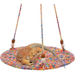 SETHOUS Reptile Hammock Swing Hanging Bed, Cute Bearded Dragon Swing Toy, Cotton Lizard Summer Bed for Reptile, Cage Accessories for Leopard Gecko Small Animal Birds Parrots Rats in Kuwait