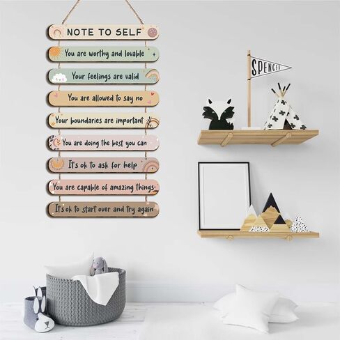 Vagafilla 9 Pieces Note to Self Mental Health Reminders Therapy Office Decor Inspirational Art Psychology Feelings Pediments Positive Quotes Wall Art Decor Counseling Office Décor Hanging Sign-14 in Kuwait