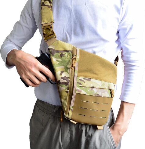 FLWVOG Concealed Carry Sling Bag for Men, Crossbody Gun Bags for Small and Medium Pistols Ccw Bag EDC Bags for Hiking Travelling in Saudi Arabia