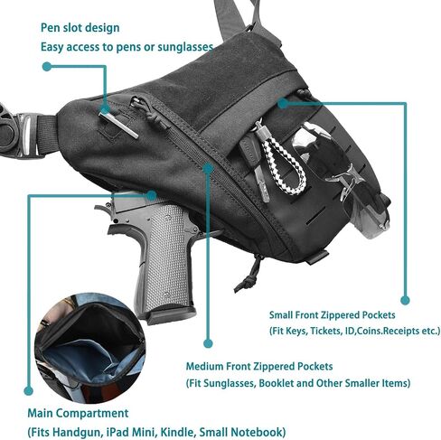 FLWVOG Concealed Carry Sling Bag for Men, Crossbody Gun Bags for Small and Medium Pistols Ccw Bag EDC Bags for Hiking Travelling in Saudi Arabia