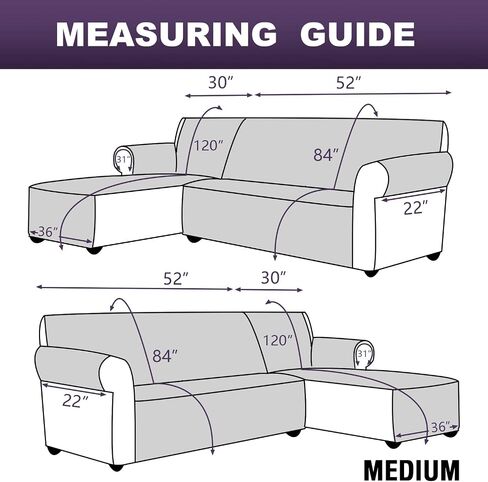 MEILLE MAISON L Shaped Sofa Cover for Dogs, 2-Piece Sectional Couch Plus Chaise Lounge with Straps, Reversible Water Resistant Furniture Protector Home Décor(Large, Beige) (LKL2PDMC10) in Saudi Arabia