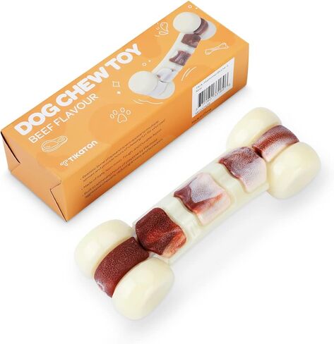 لعبة مضغ الكلب المتينة من تيكاتون كيو بون للمضغ العدواني، لعبة للكلاب بنكهة اللحم البقري in Kuwait