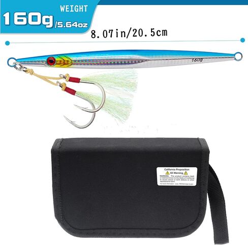 Gefischtter 3pcs Saltwater Vertical Fishing Jigs Metal Jigging Spoon Speed Fast Deep Sea Jigging Fishing Lures Luminous Lead Jigs with Assist Hooks for Tuna,Bass,Dogtooth,Grouper/4.58oz/5.29oz/5.64oz in Saudi Arabia